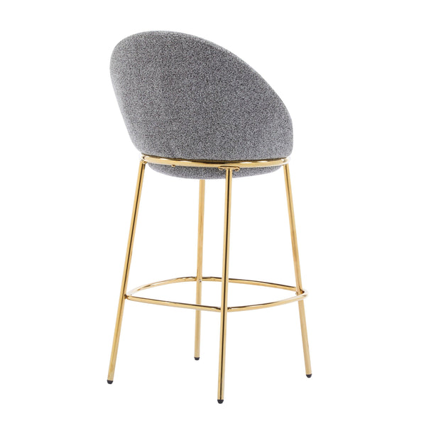 Gold & Gray Upholstered Bar Stools with Backrest – Modern Glam Counter Stools (Set of 2)