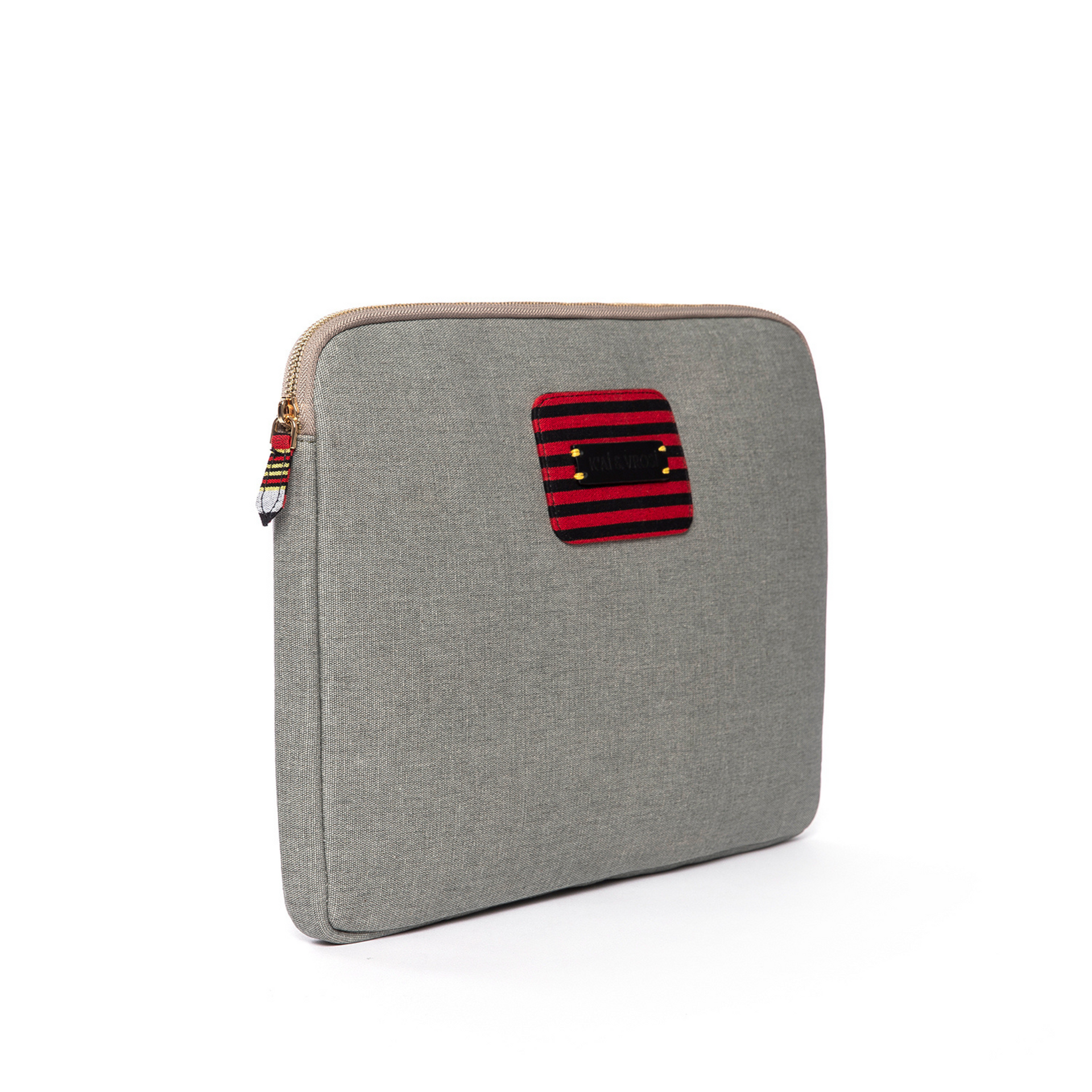 Zipped Gray Canvas Laptop Case for 13