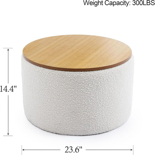 21 Inch Round Ottoman With Ample Storage Compartment