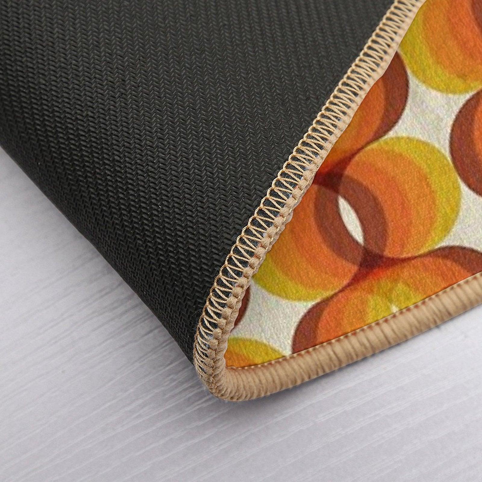 Orange, Brown, And Ivory Retro 1960s Wavy Pattern Bath Mat