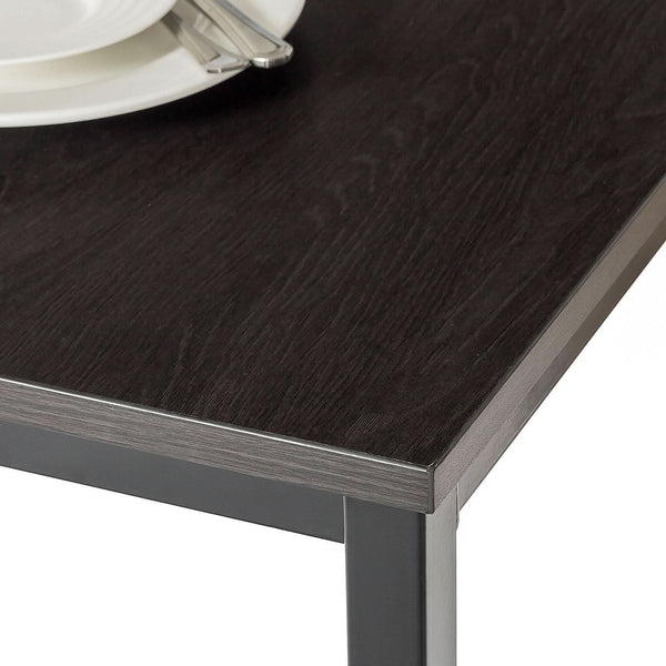 Espresso Textured Metal Frame Dining Table Benches