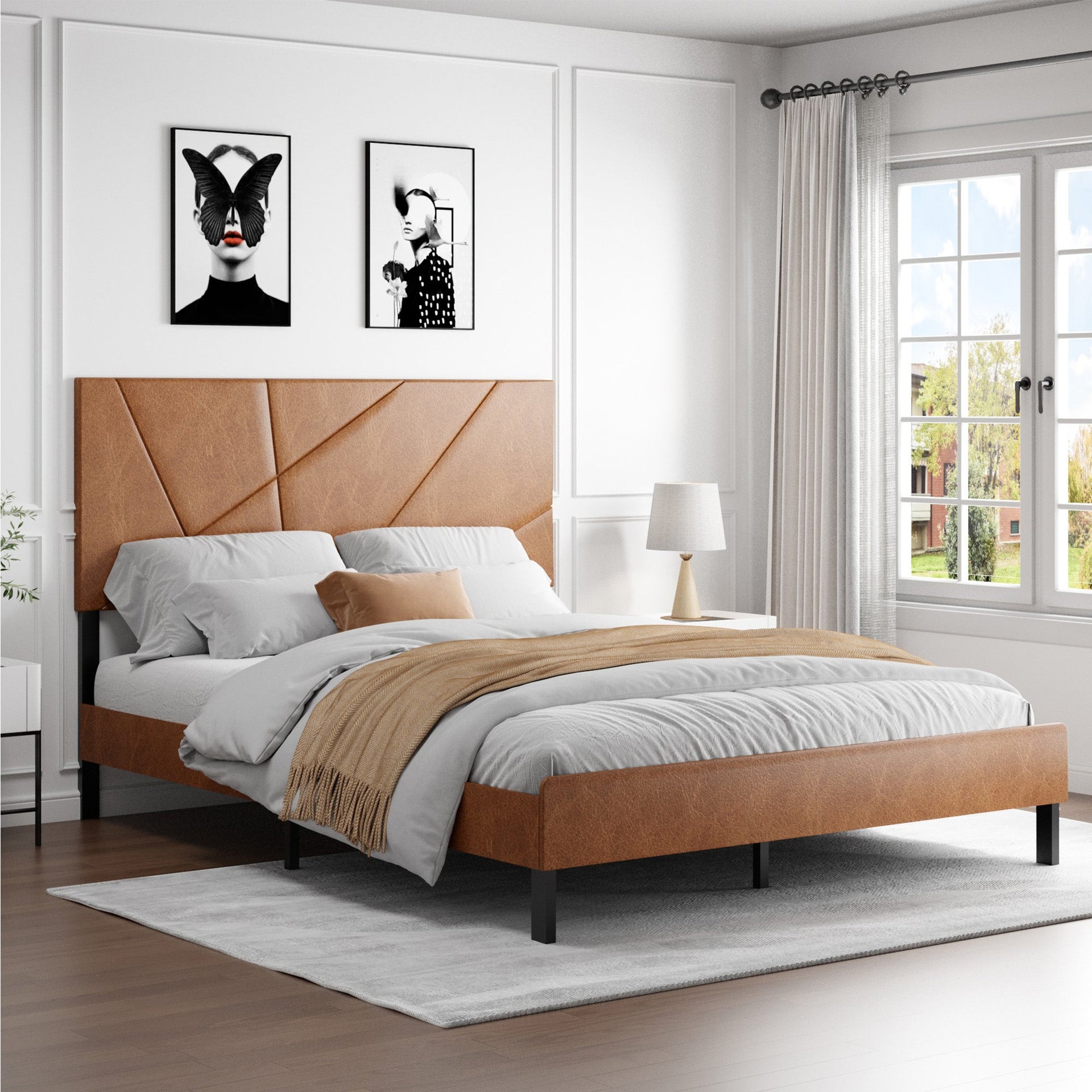 Queen Size Metal Bed Frame with Under-Bed Storage