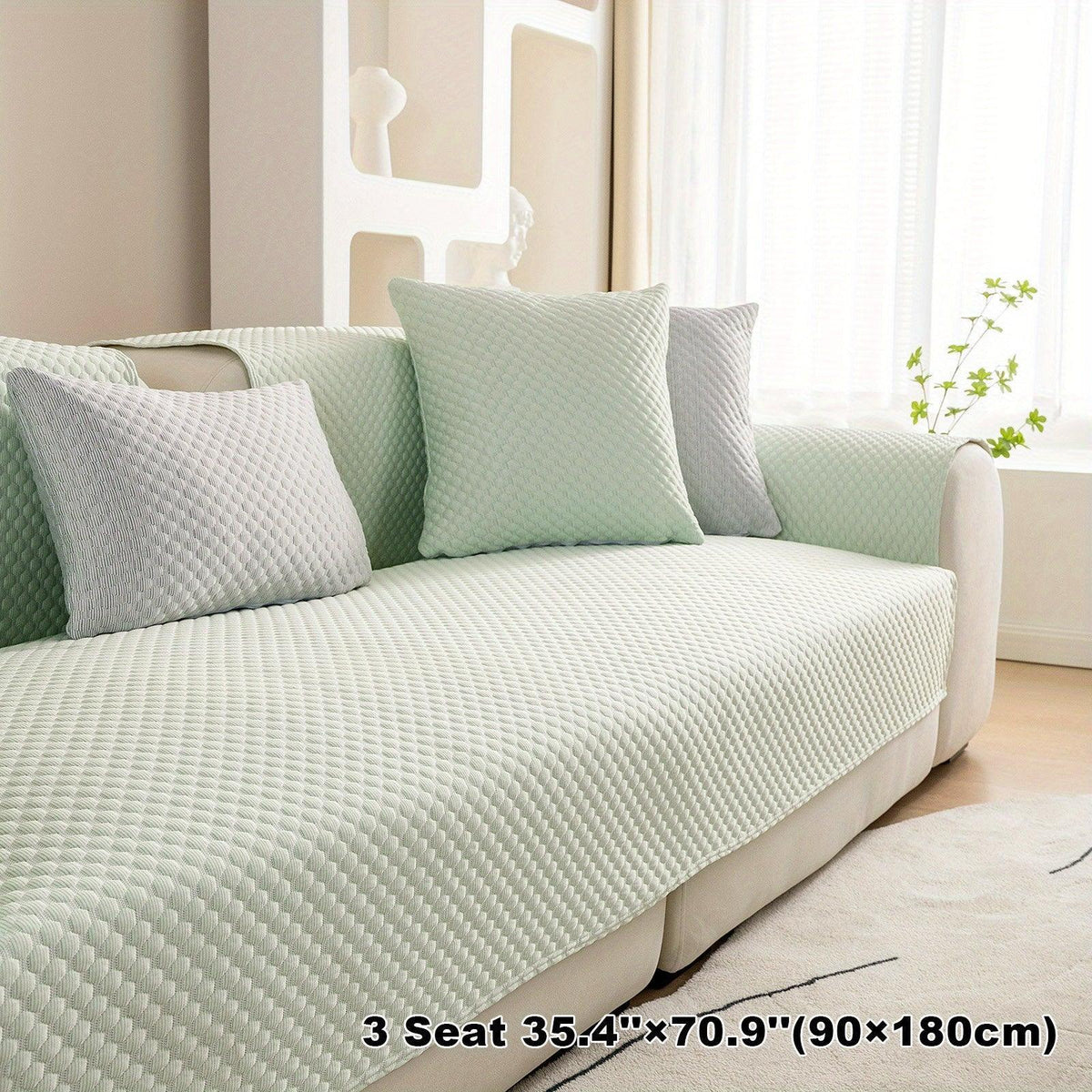 Breathable Ice Silk Light Gray Couch Cover - Cooling & Anti-Scratch