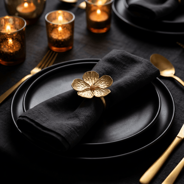 Gold Floral Napkin Rings – Golden Elegance