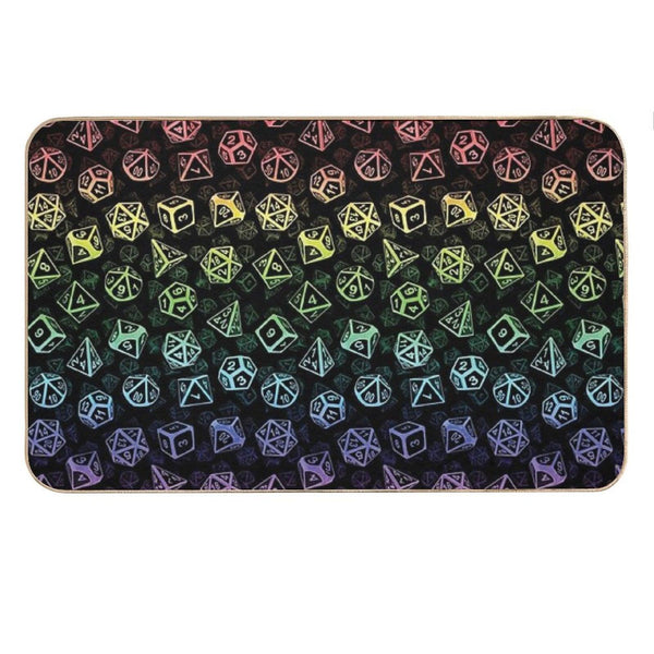 D20 Dice Set Pattern (Rainbow) Bath Mat