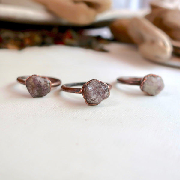Copper Lepidolite Ring - Calm Mind And Gentle Heart | By Blackbird & Sage