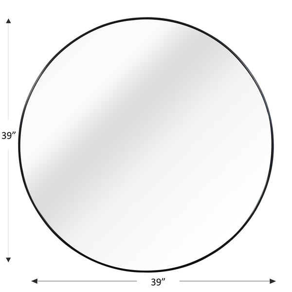 39 Inch Metal Framed Round Bathrrom Mirror for Wall, Modern Bathroom Vanity Decor