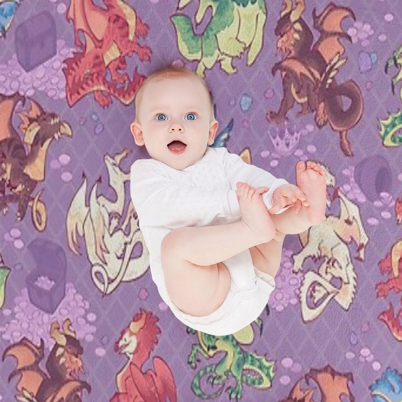 Chromatic Dragons in Purple Throw Blanket