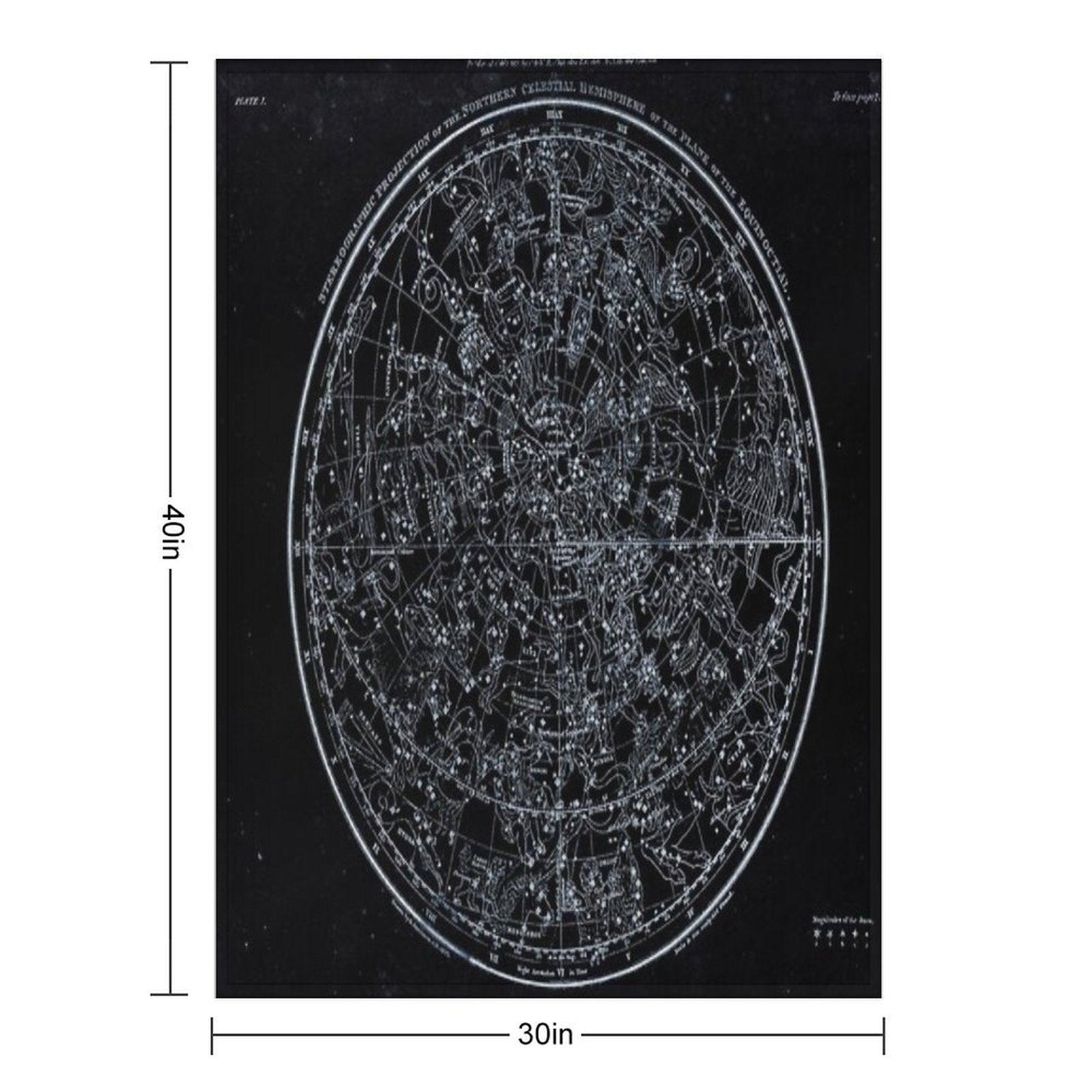 Constellations of The Northern Hemisphere  Pale Blue On Black Throw Blanket