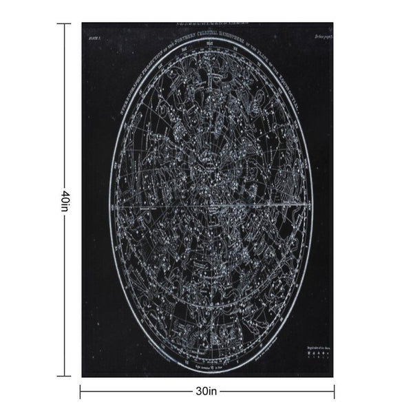 Constellations of The Northern Hemisphere  Pale Blue On Black Throw Blanket