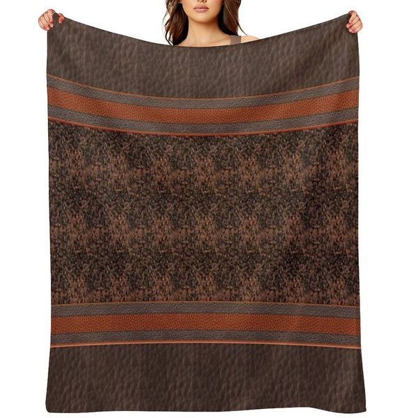 Favorite Brown Sweater Faux Vegan Leather Pattern Print Brown Bohemian Boho Thigh High Striped Top Socks Leggings Compact Throw Blanket