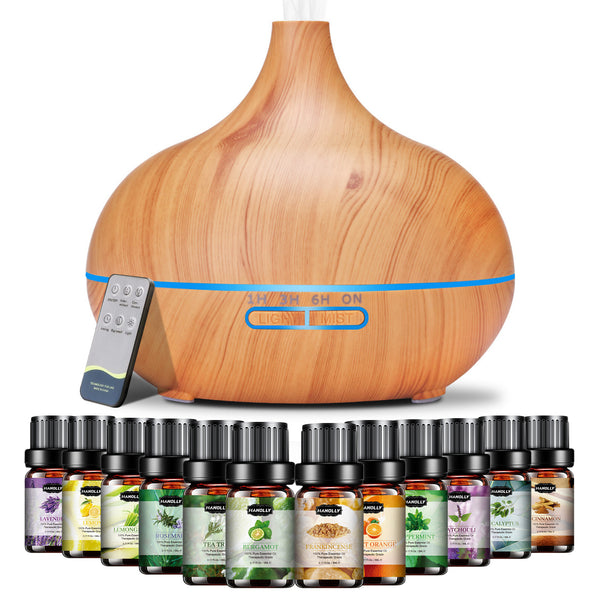 550ML Large Capacity Essential Oil Diffuser for Home | 12 Essential Oils Included, Remote Control