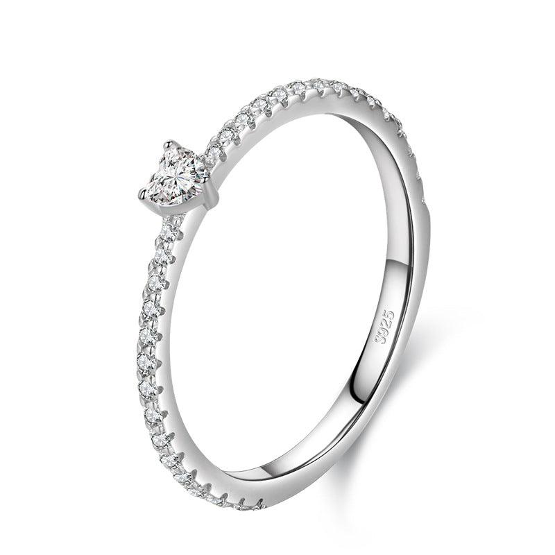 S925 Sterling Silver Heart-Shaped Love Ring for Women, Elegant European Design, Custom Sizes Available