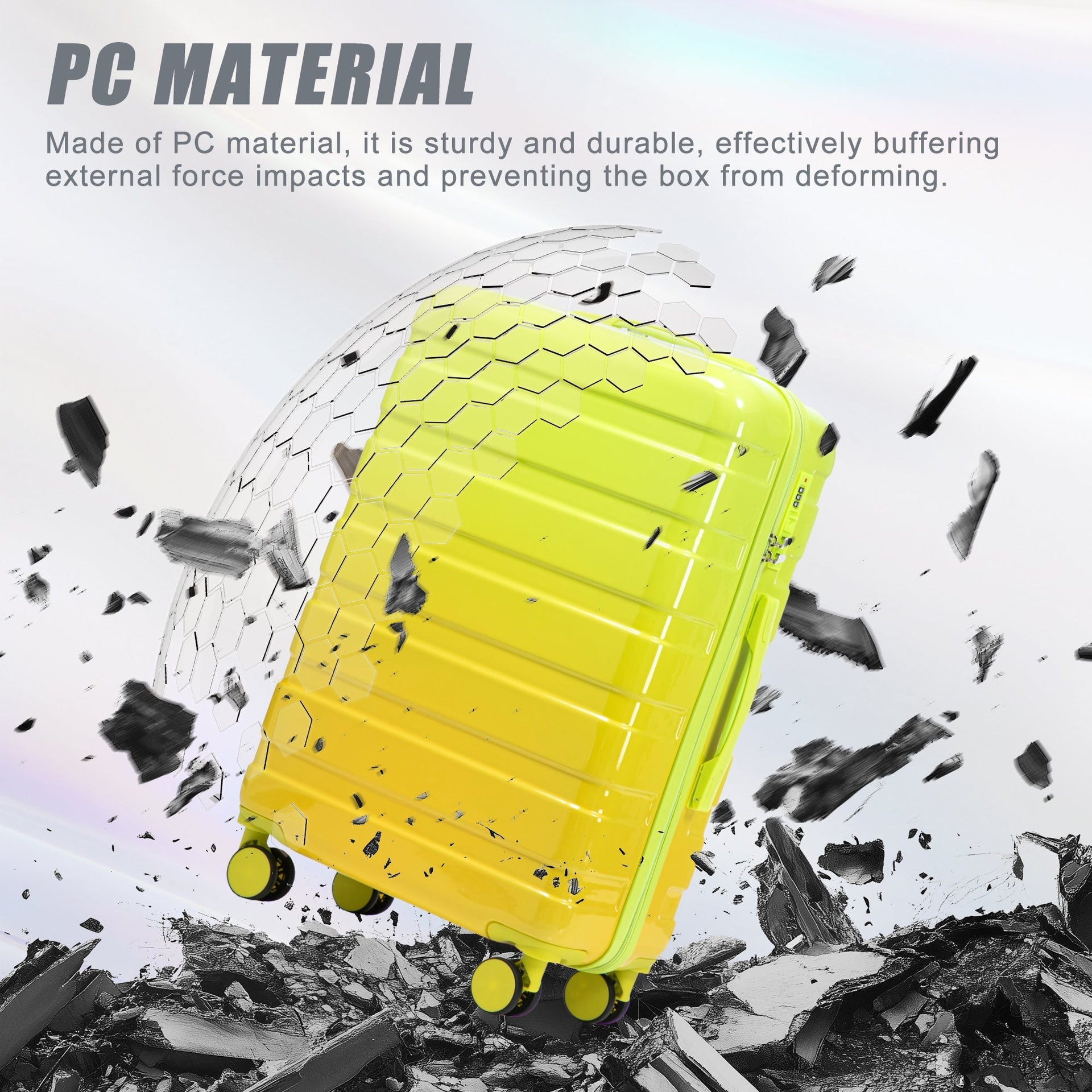 20'/24'/28' 3-Piece PC Spinner Wheel Luggage Set (Yellow+Green)