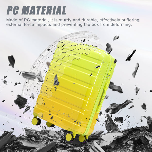 20'/24'/28' 3-Piece PC Spinner Wheel Luggage Set (Yellow+Green)