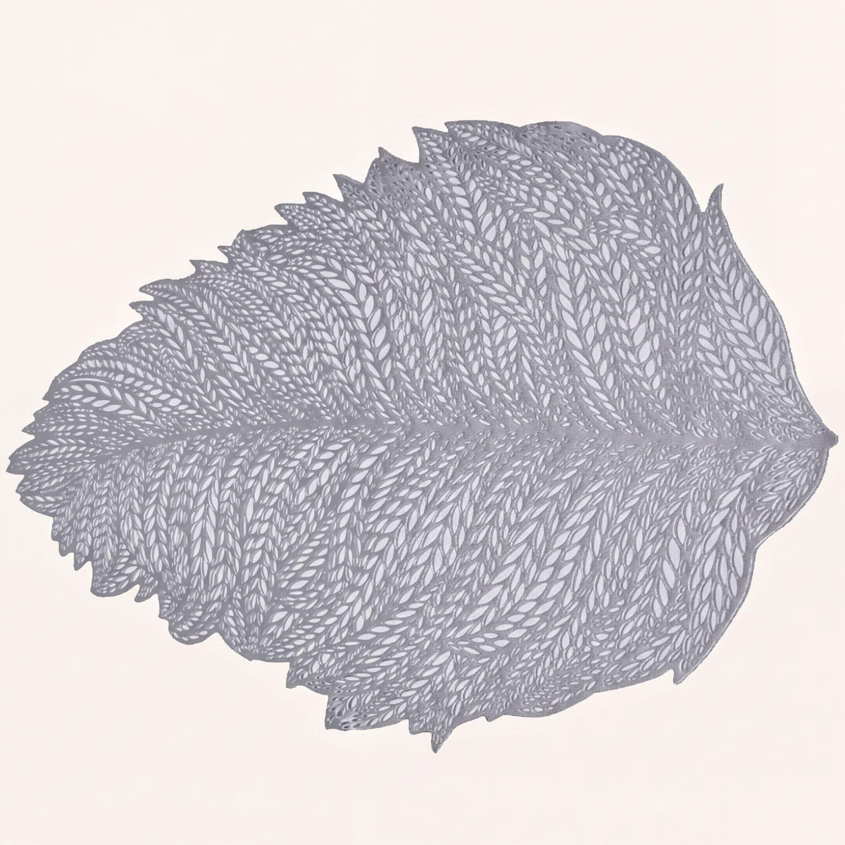 Vinyl Placemats - Leaf Cut Out Silver Set of 6 | Heat Resistant Non Slip Table Mats