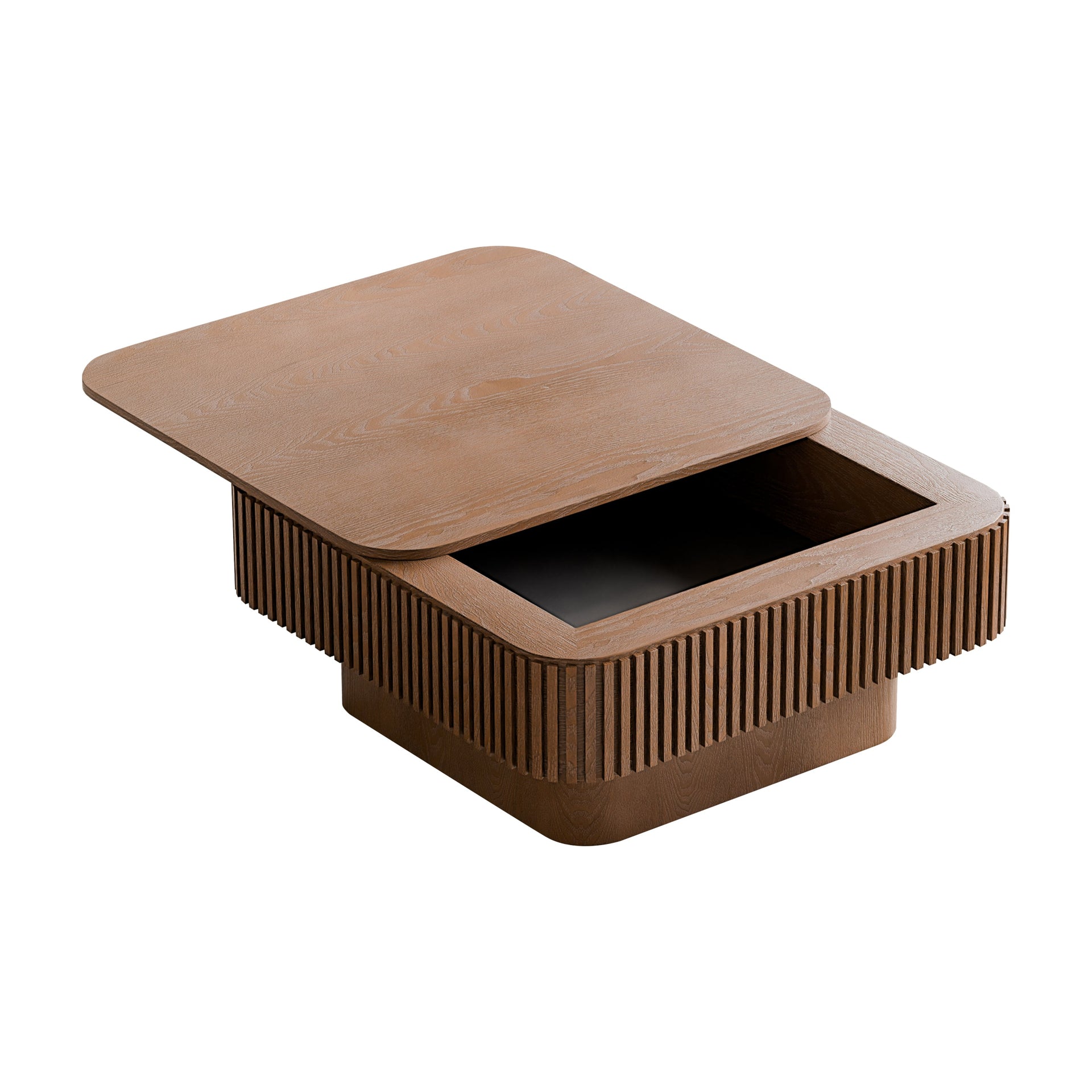 Walnut Square Modern Coffee Table with Hidden Storage