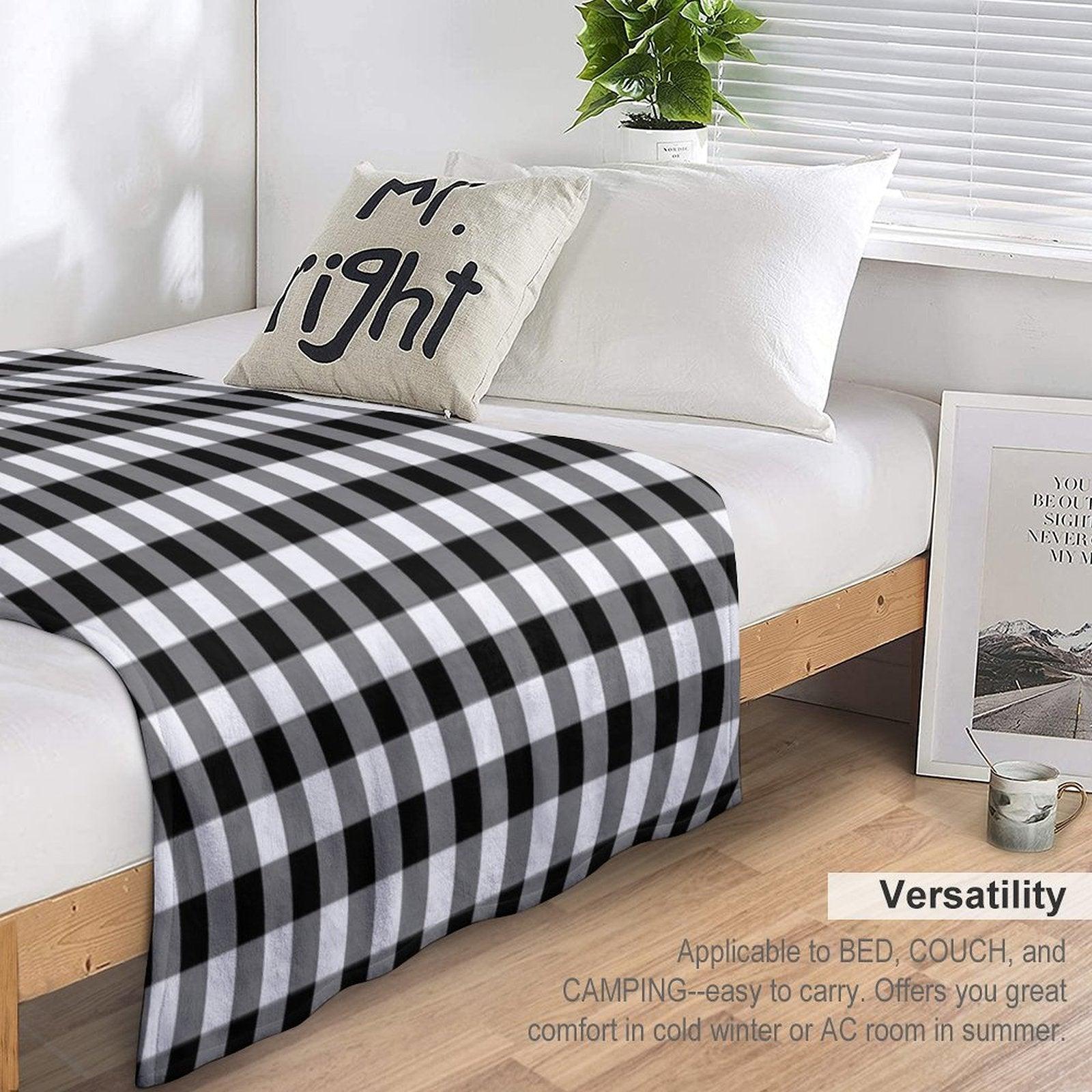 Black And White Gingham Checked Pattern Throw Blanket