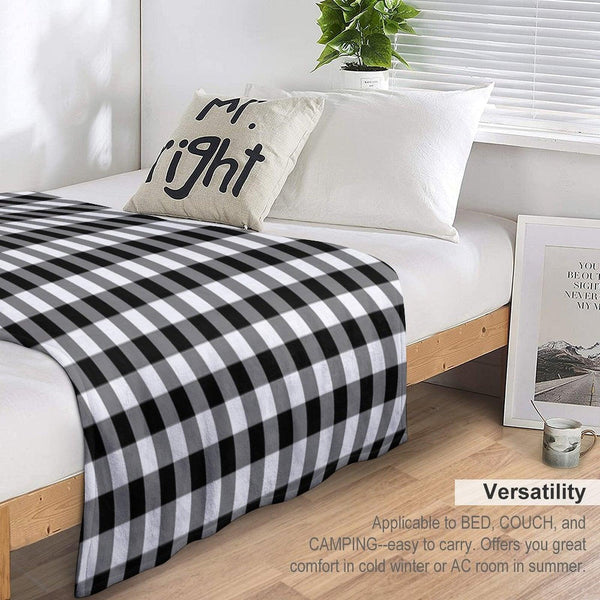 Black And White Gingham Checked Pattern Throw Blanket