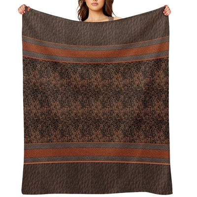 Favorite Brown Sweater Faux Vegan Leather Pattern Print Brown Bohemian Boho Thigh High Striped Top Socks Leggings Compact Throw Blanket
