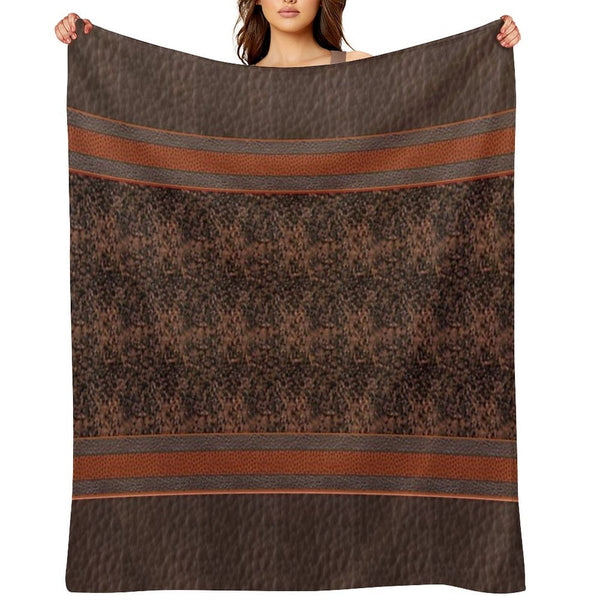 Favorite Brown Sweater Faux Vegan Leather Pattern Print Brown Bohemian Boho Thigh High Striped Top Socks Leggings Compact Throw Blanket