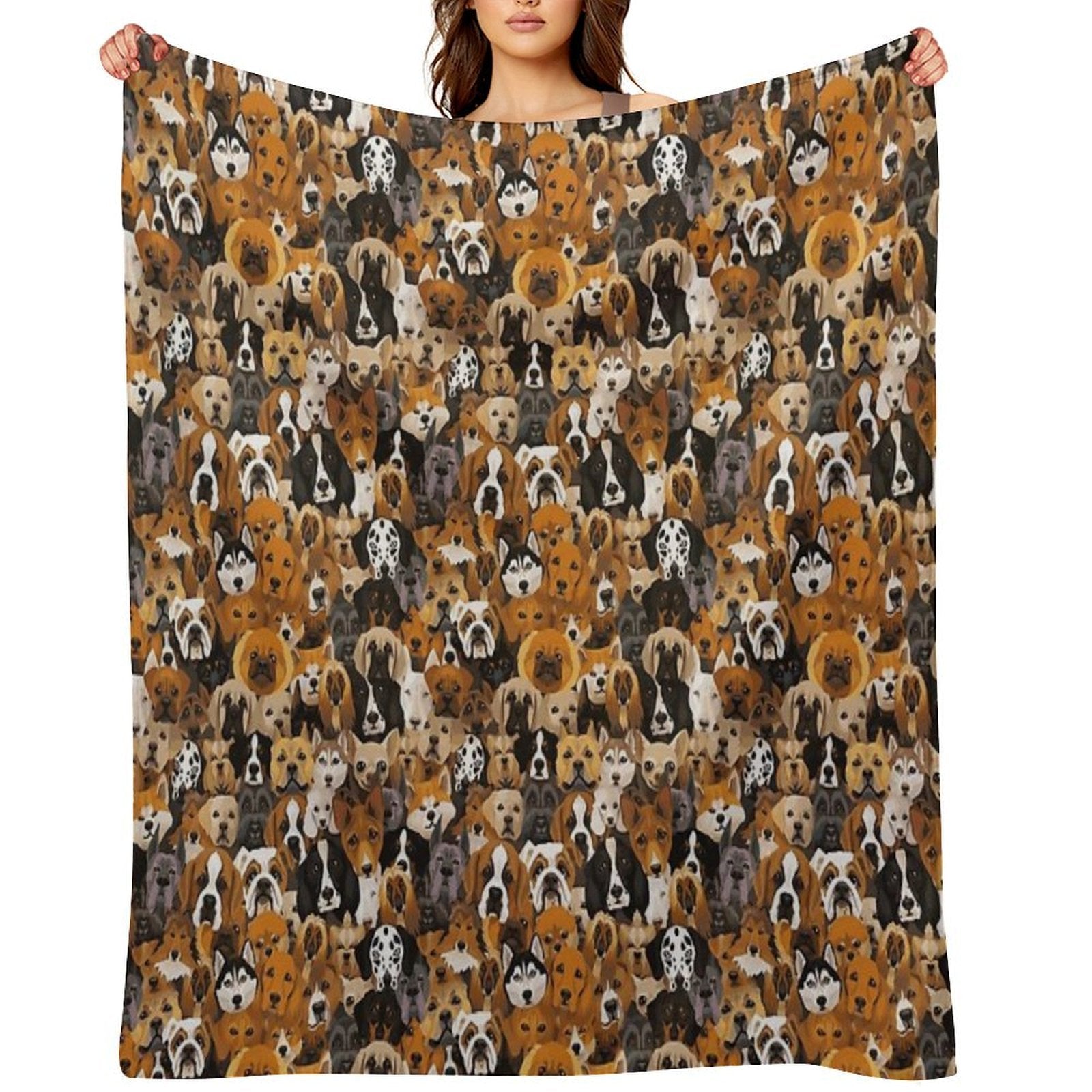 Watercolor Dog Pattern Shrink-resistant Throw Blanket