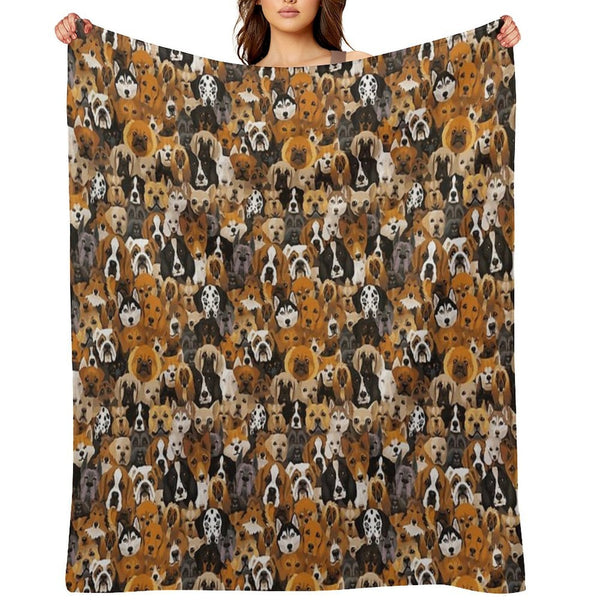 Watercolor Dog Pattern Shrink-resistant Throw Blanket