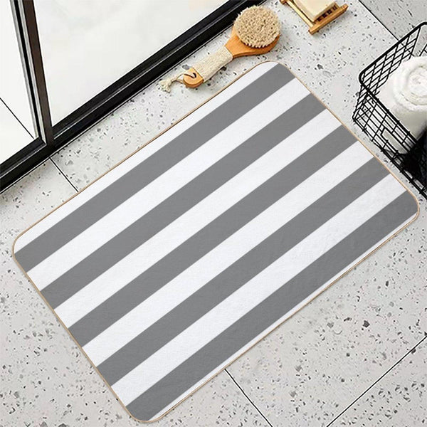 GRAY AND WHITE STRIPES Bath Mat