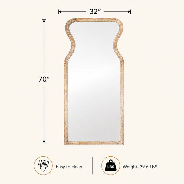 Decorative Full-Length Wall Mirror with Mango Wood Frame, 32X70