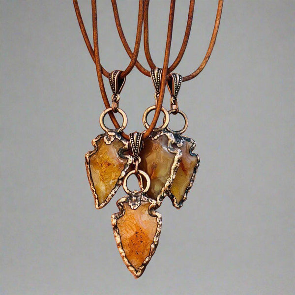 Leather Carnelian Arrowhead Necklace Courageous Spirit | By Blackbird & Sage