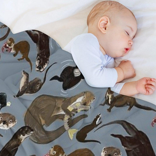 Old World Otters Throw Blanket