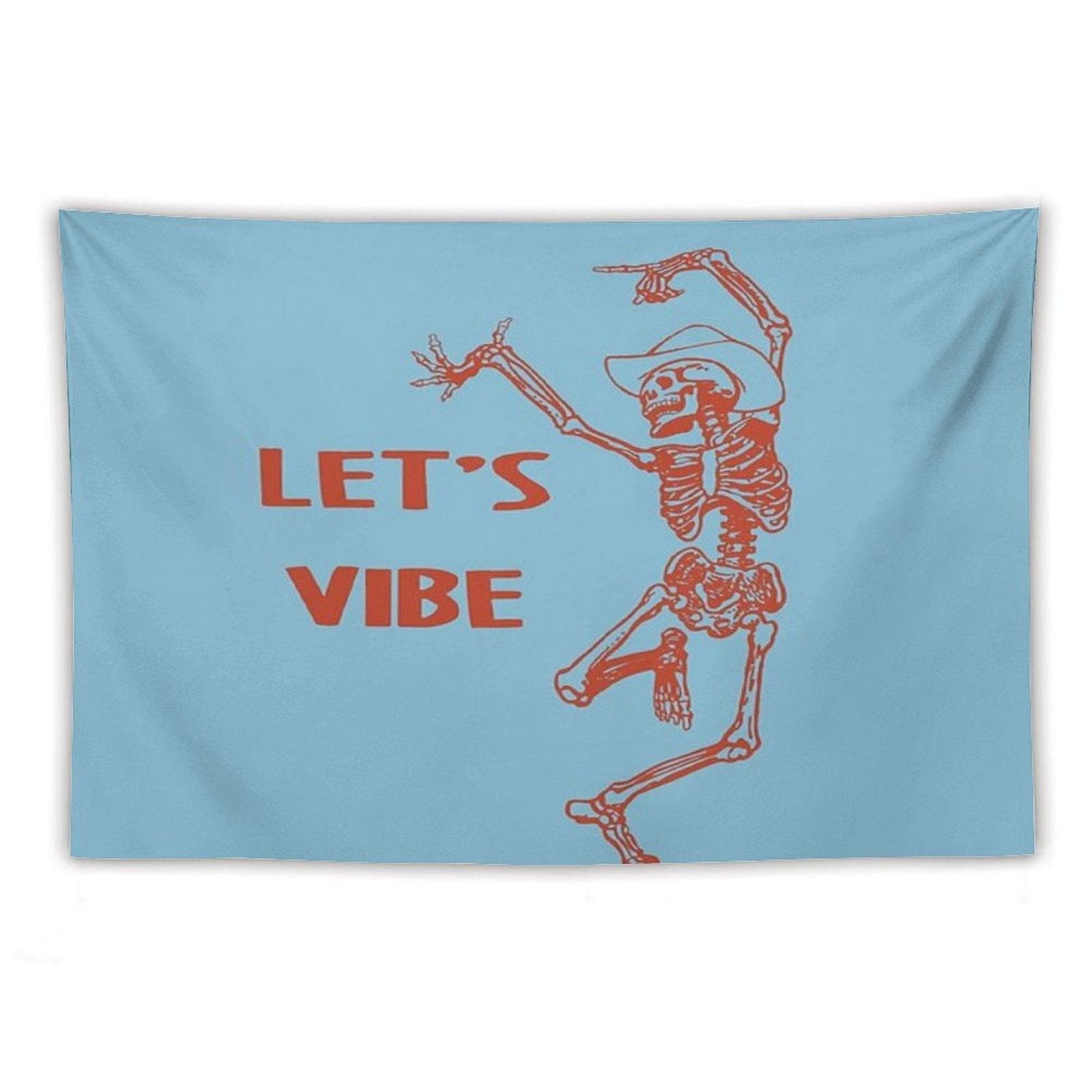 Let's Vibe Cowboy Skeleton Tapestry