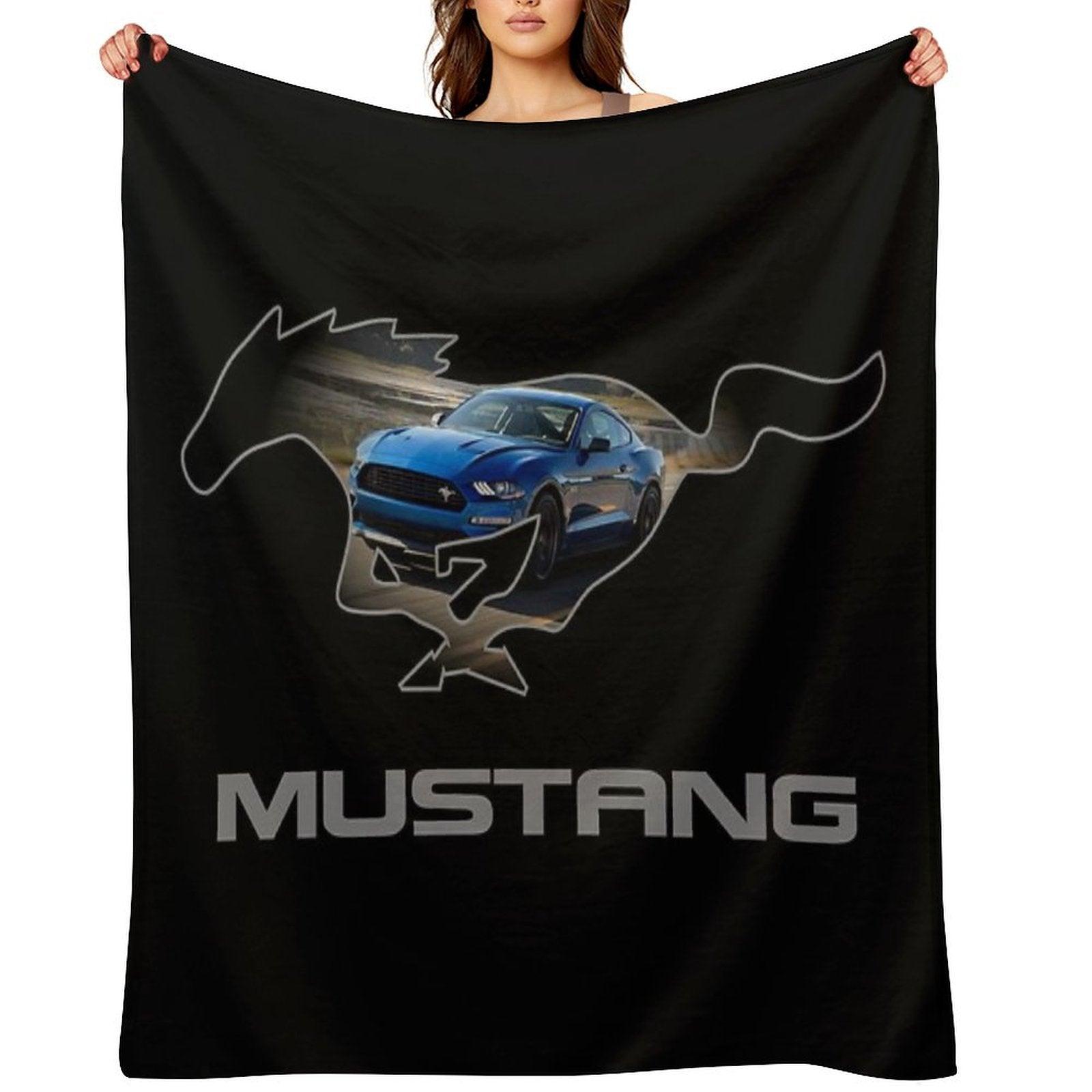 Ford Mustang GT Logo Emblem Design (Blue on Black) Throw Blanket