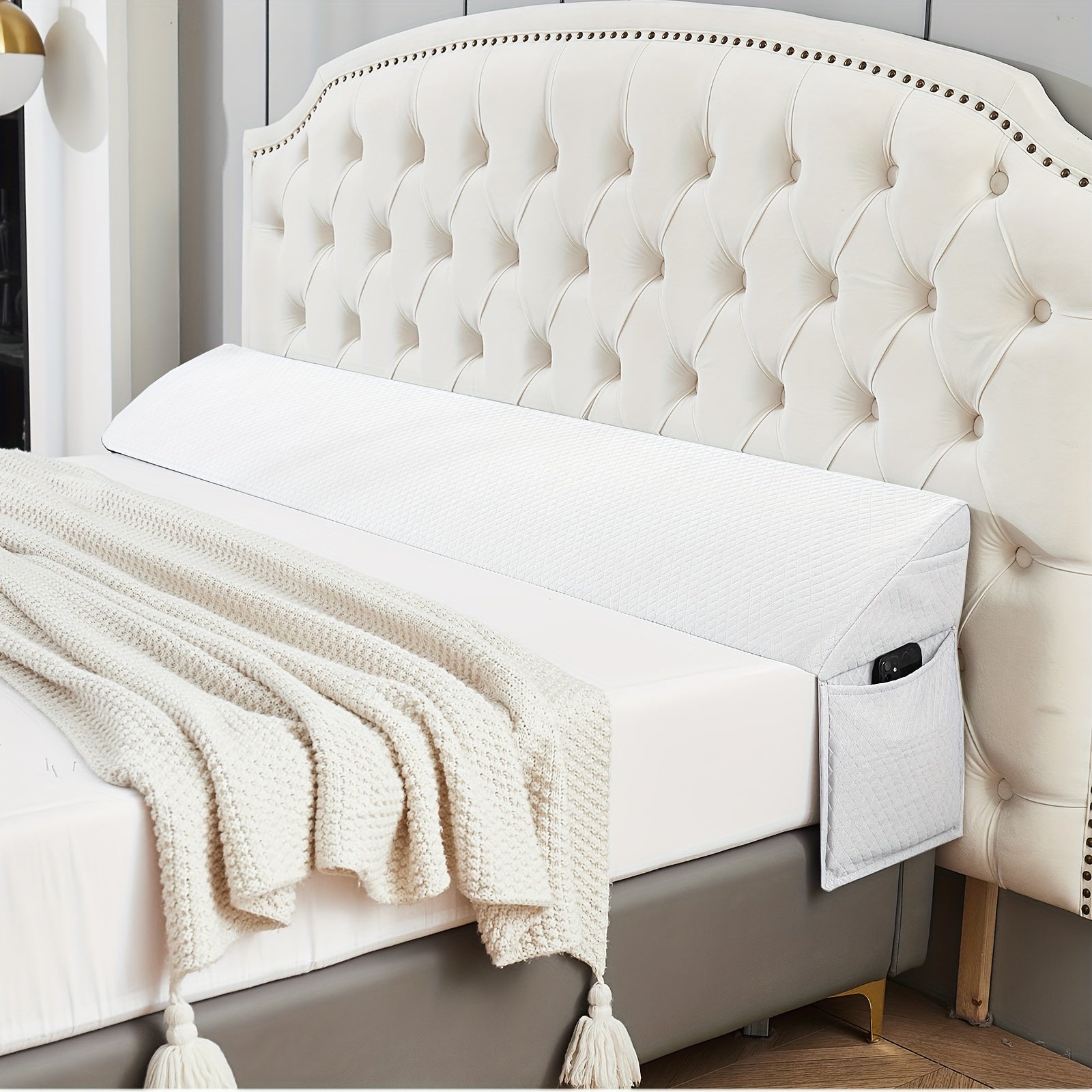 [Wedge Pillow, Gap Filler] Bed Wedge Pillow - Gap Filler for Headboard or Wall, Backrest Sleeping Pillow
