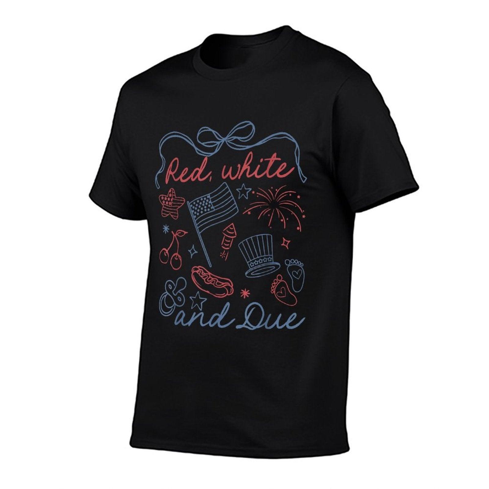 Coquette Bow Red White And Due 4th Of July Pregnancy Reveal  Tagless Design T-Shirt