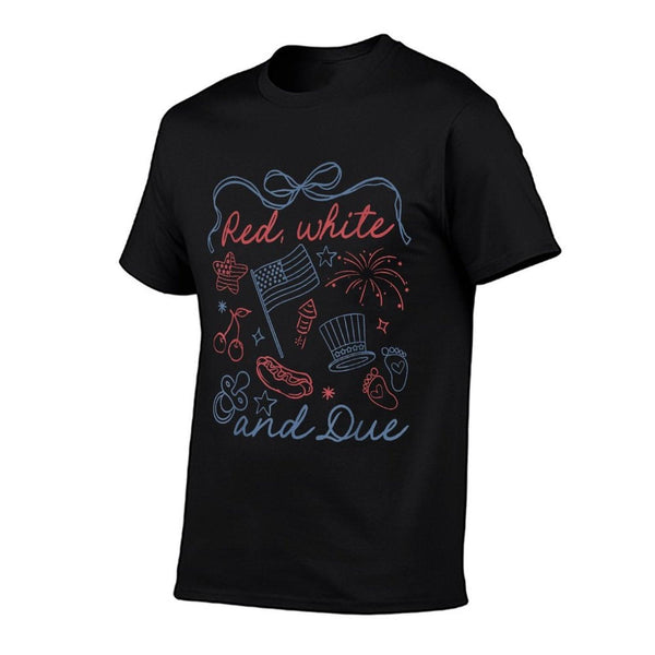 Coquette Bow Red White And Due 4th Of July Pregnancy Reveal  Tagless Design T-Shirt
