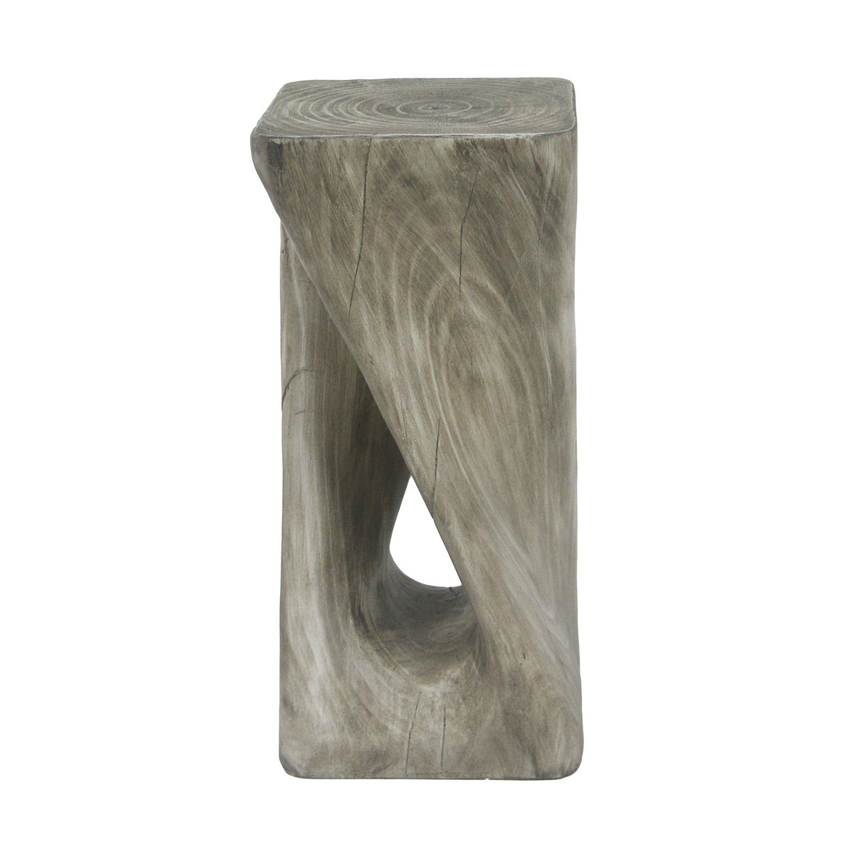 Twist Shape End Table in Wood Like Texture and Gray  Color