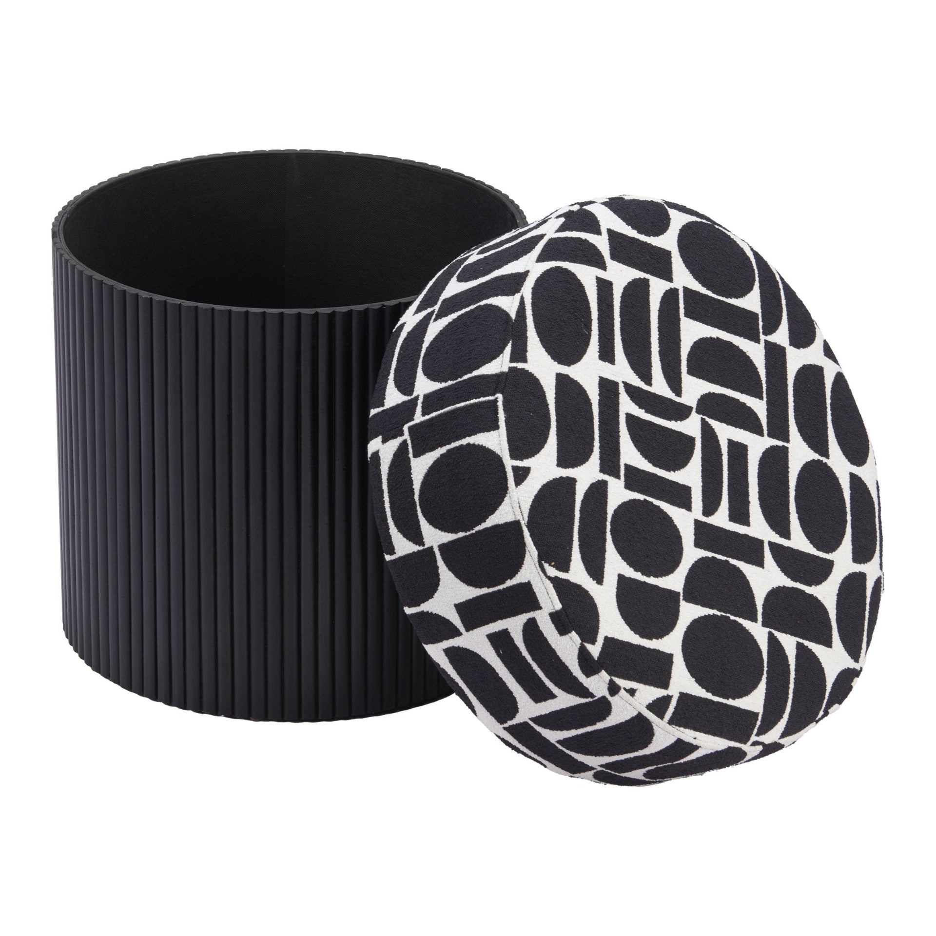 Boto Storage Ottoman Black & White