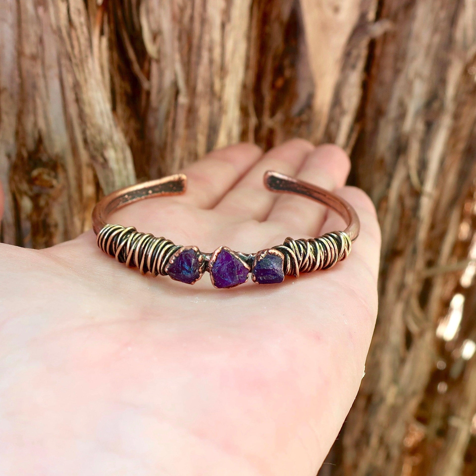Copper Amethyst Cuff — Inner Peace, Calming Clarity | By Blackbird & Sage