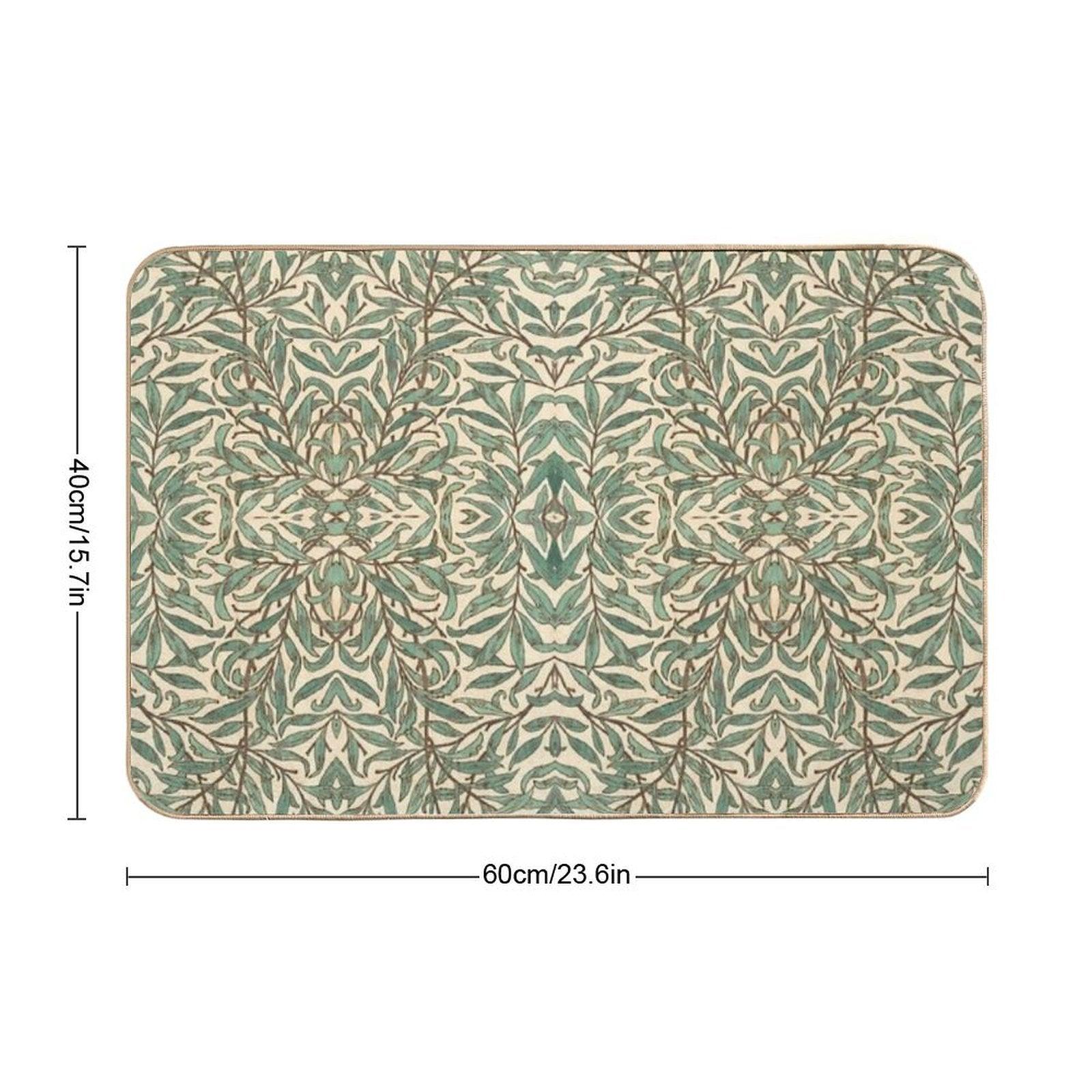 William Morris Willow Bough Wood Watercolor Pattern Bath Mat