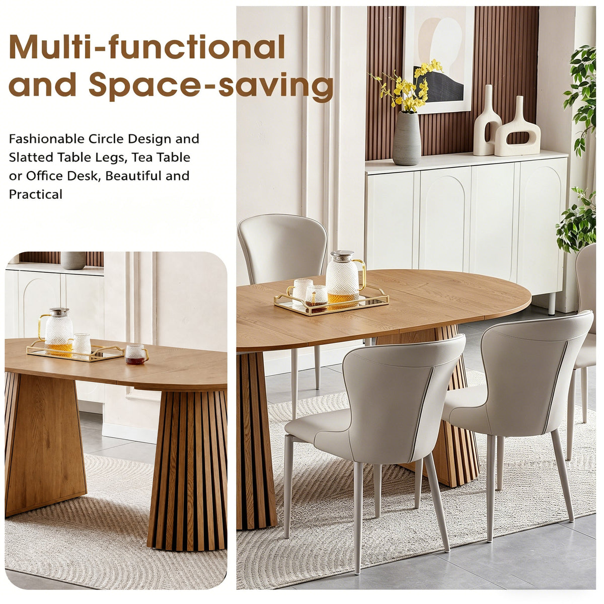 Flexible and Extendable Wooden Dining Table