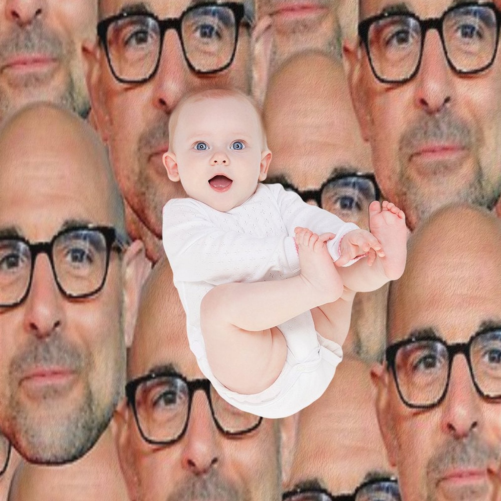 Stanley Tucci Head Design Machine-washable Throw Blanket