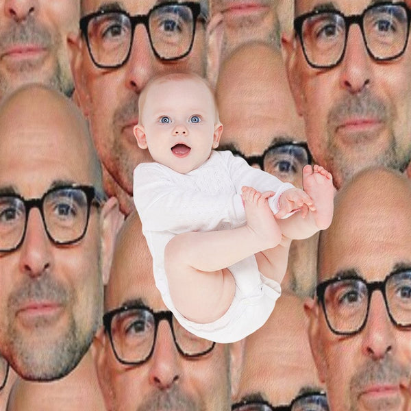 Stanley Tucci Head Design Machine-washable Throw Blanket