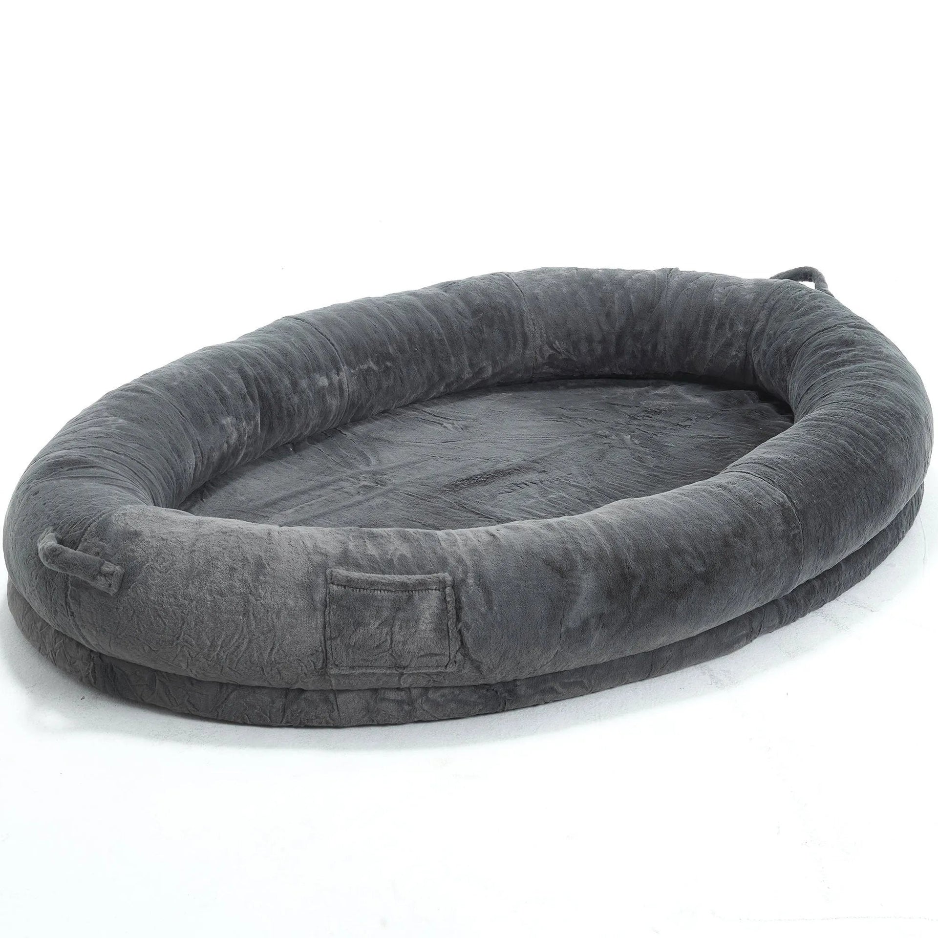 🇫🇷🇪🇪 🇸🇭🇮🇵🇵🇮🇳🇬 Human Dog Bed for Adult, Memory Foam Human Size Pet Bed for Human With Storage Pocket, Dark Gray