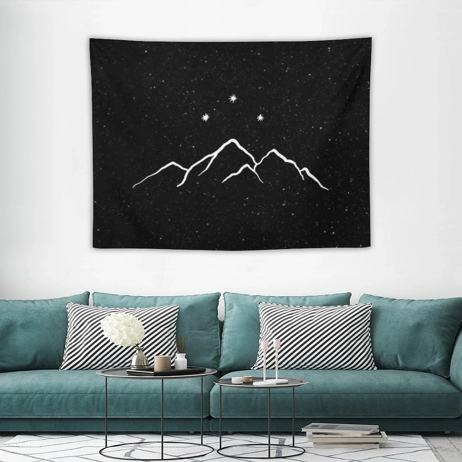 Night Court - Starry Black And White Tapestry