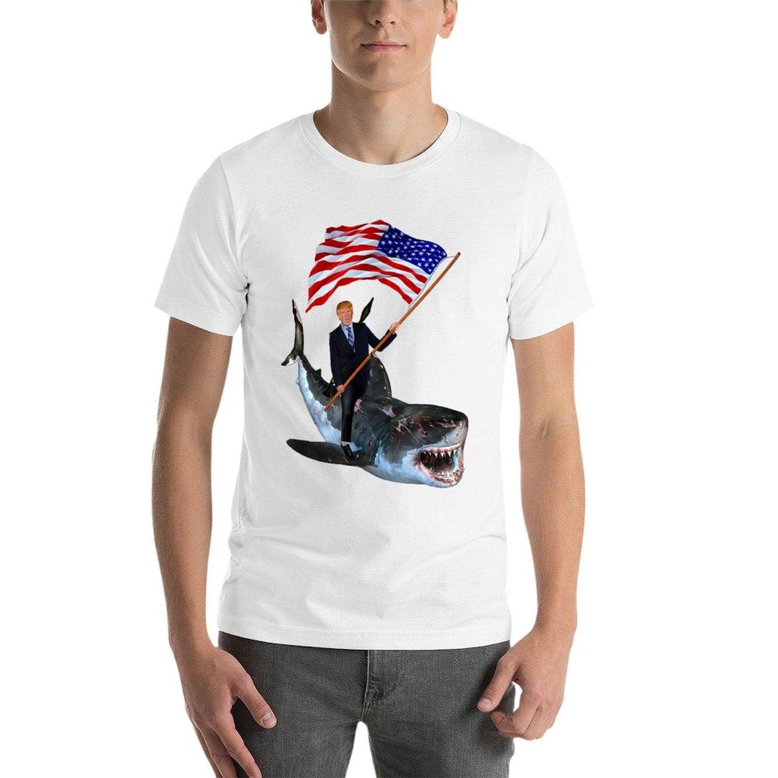 Epic Trump Riding Shark With USA  Summer-ready Fabric T-Shirt