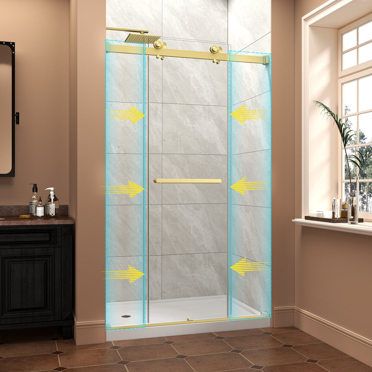 Brushed Nickel Reversible Installation Double Bypass Sliding Shower Door