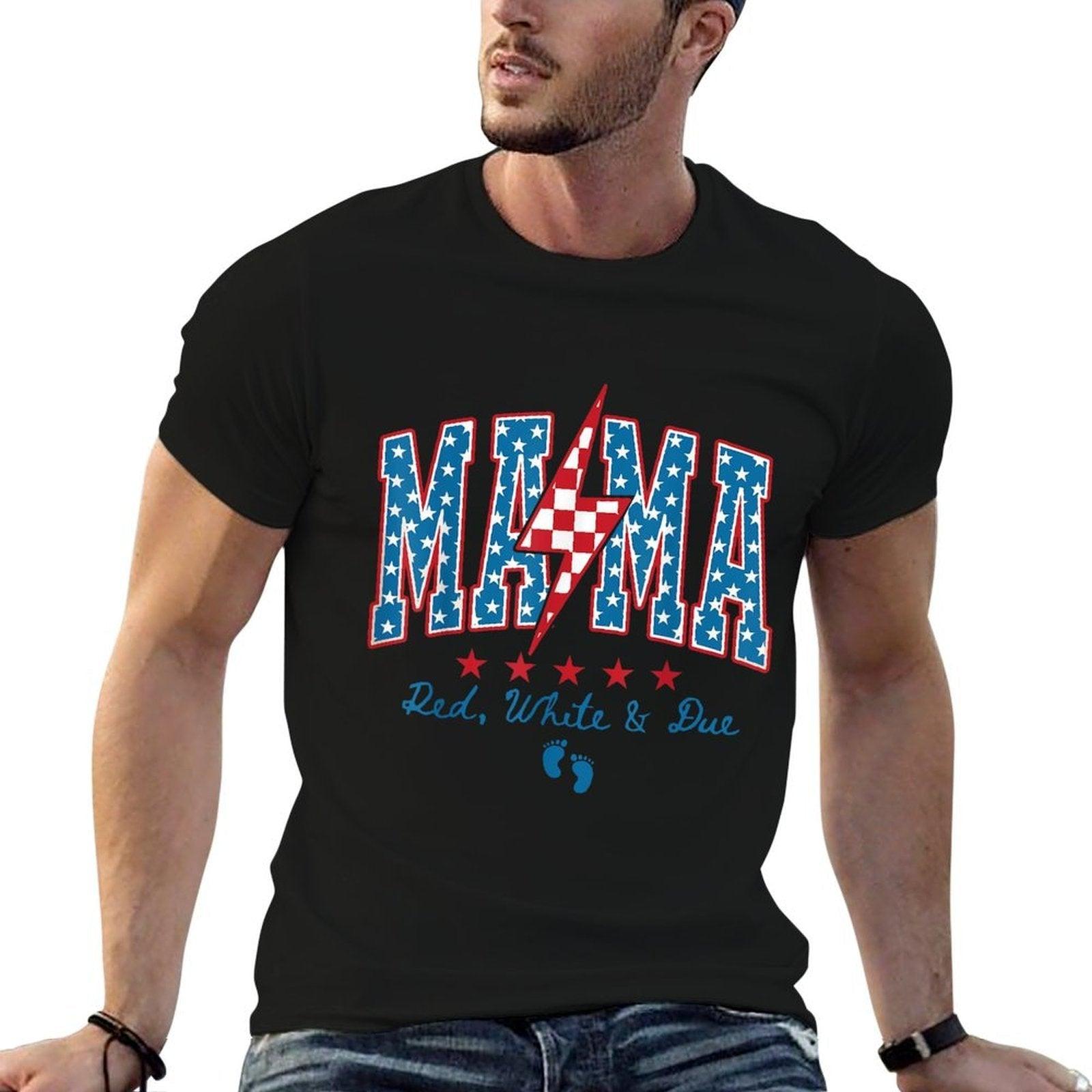 Mama Red White And Due 4th of July Pregnancy Announcement  Vintage-inspired T-Shirt