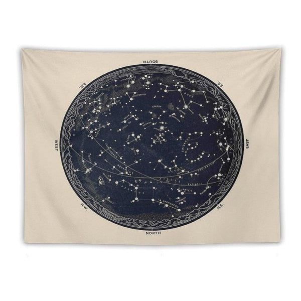 Antique Map of The Night Sky, 19th Century Astronomy Tapestry