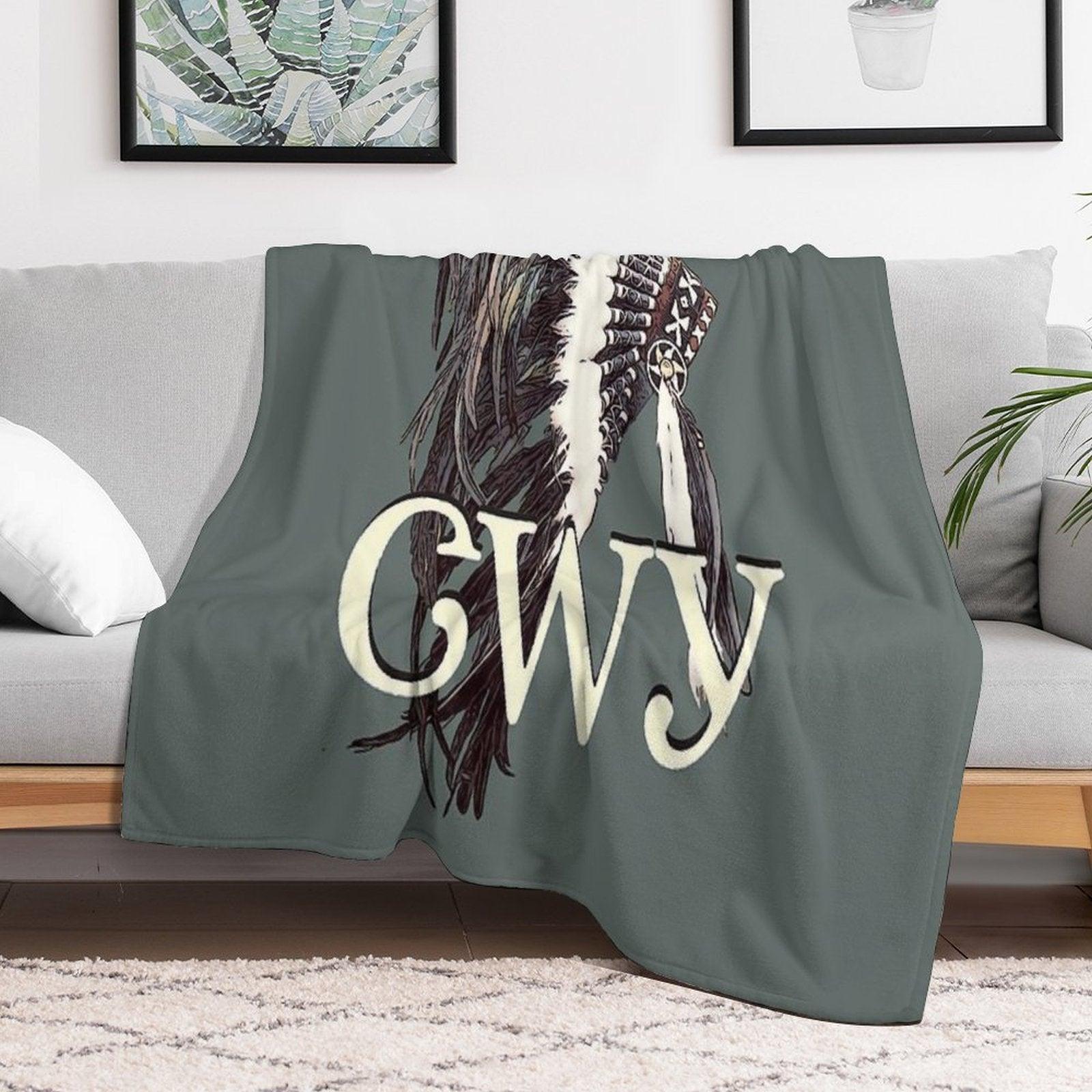Cherokee (Cherokee Language) Headdress Throw Blanket